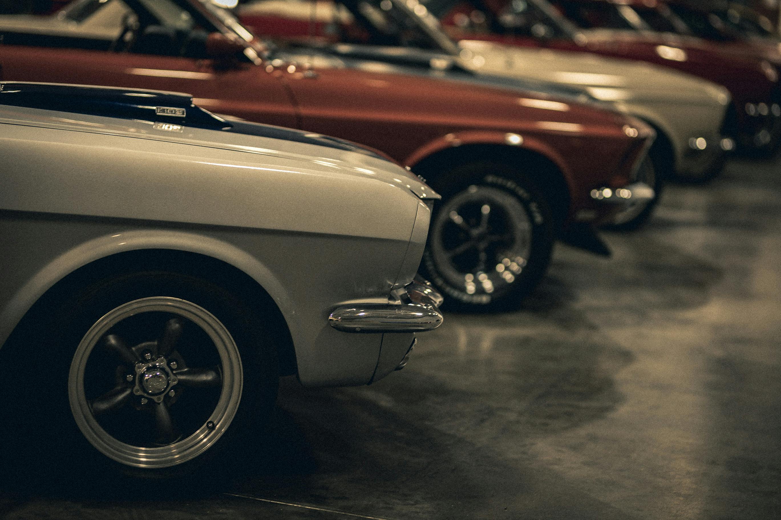 Exterior of Gearheads Garage in Lapeer, Michigan with open service bays at sunrise